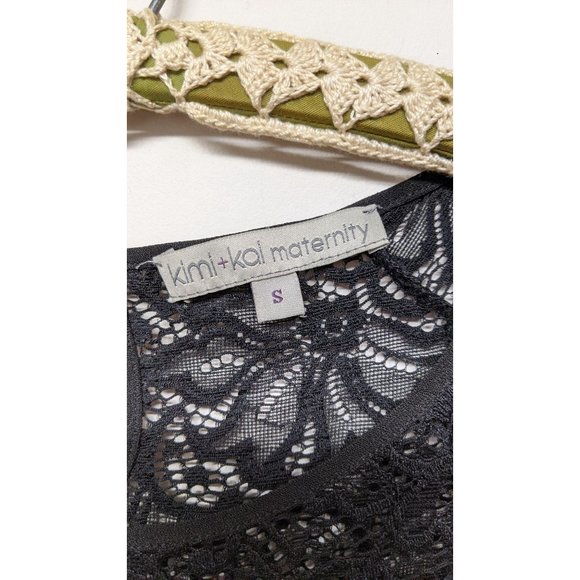 Kimi + Kai "Elle" Lace Trim Mini  Maternity Dress Long Sleeves Black Size Small - Picture 7 of 10
